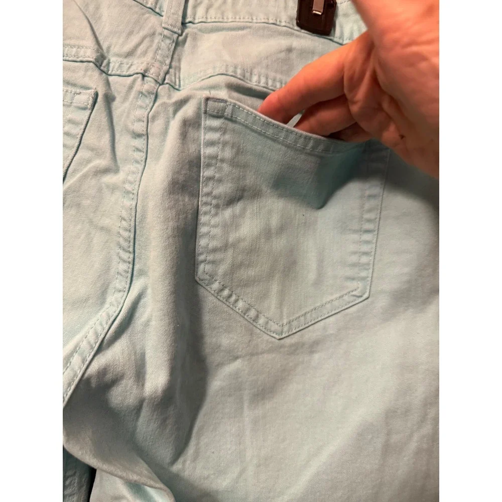 Riders by Lee Womens Light Aqua Blue Capri Pants Size 14M StretchCropped 13125L7